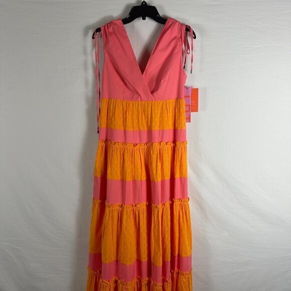NWT LDT RUFFLED Sundress V-Neck Coral Mango Size 2 - Picture 2 of 8